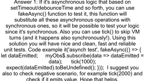 How to test that an Observable does not emit in Angular Component which contains asynchronous logic