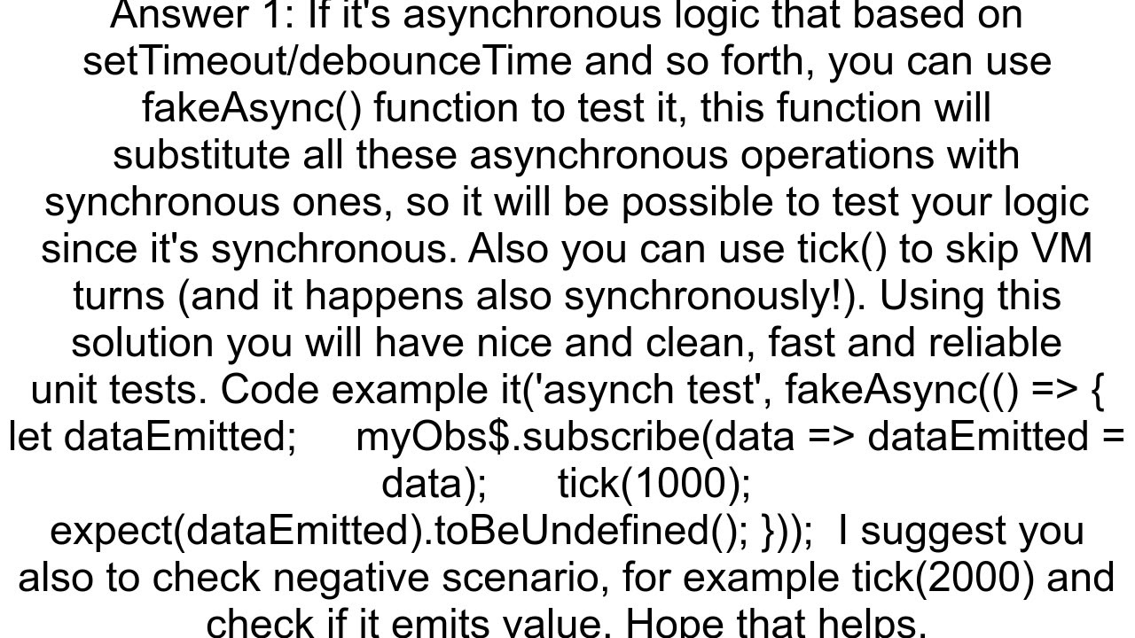 How to test that an Observable does not emit in Angular Component which contains asynchronous logic
