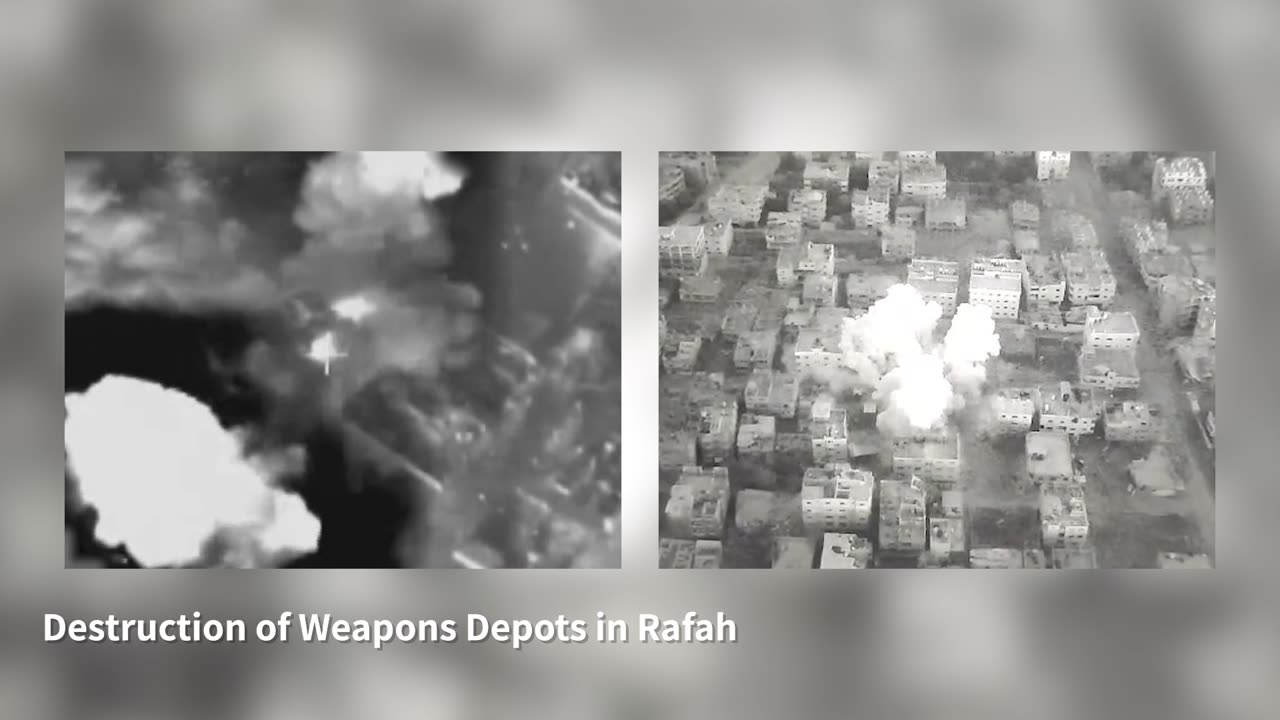 Attached is footage of the destruction of weapons depots in Rafah: