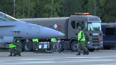 F-18D Hornet hot refueling on the highway