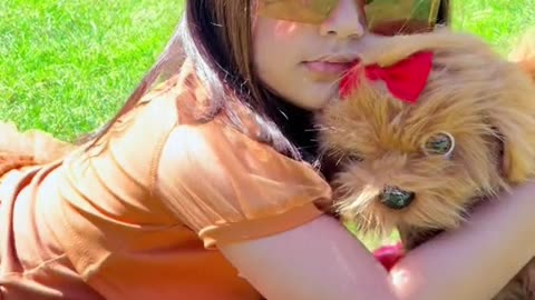 Cute Girl play With Dog ❤