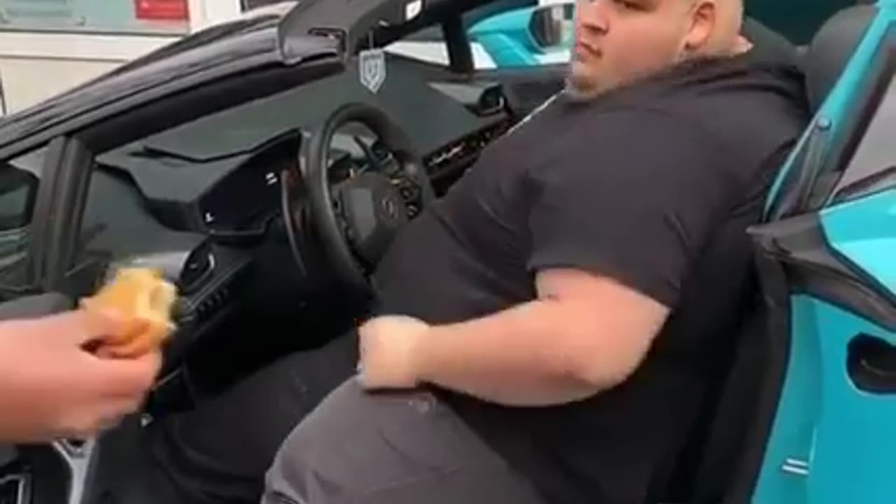 Fat Guy struggling for food