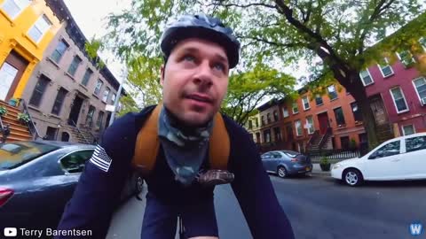 Bike Messenger Riding Fast and Fluid Through NYC Traffic