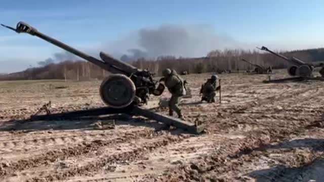 Artillery of the Airborne Forces of the Russian Federation at the front line near Kiev