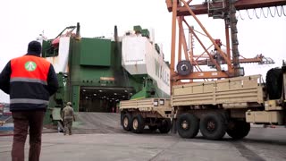 U.S. military equipment arrives in Polish port