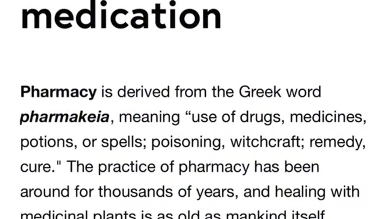 Did you know that the word pharmacy derives from an ancient greek word & the core meaning of that word is to use spells ~potion and witchcraft to heal?