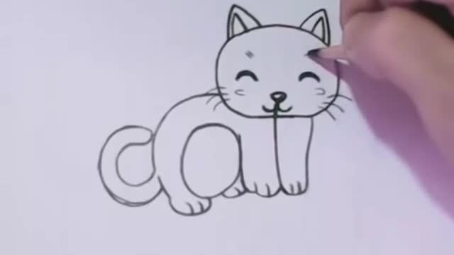 🔴 Very Super Easy! How to turn Words Cat Into a Cartoon Cat learning step by step