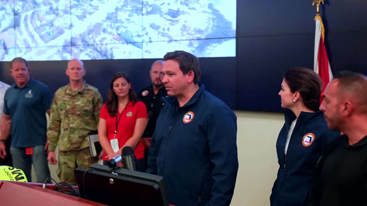 DeSantis Receives STANDING OVATION After Surprise Visit To Hurricane Relief HQ