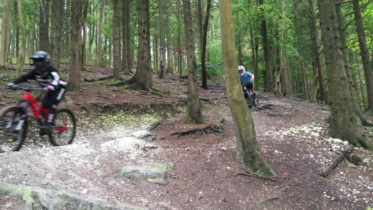 Off His Mountain Bike Coming Down A Steep Trail