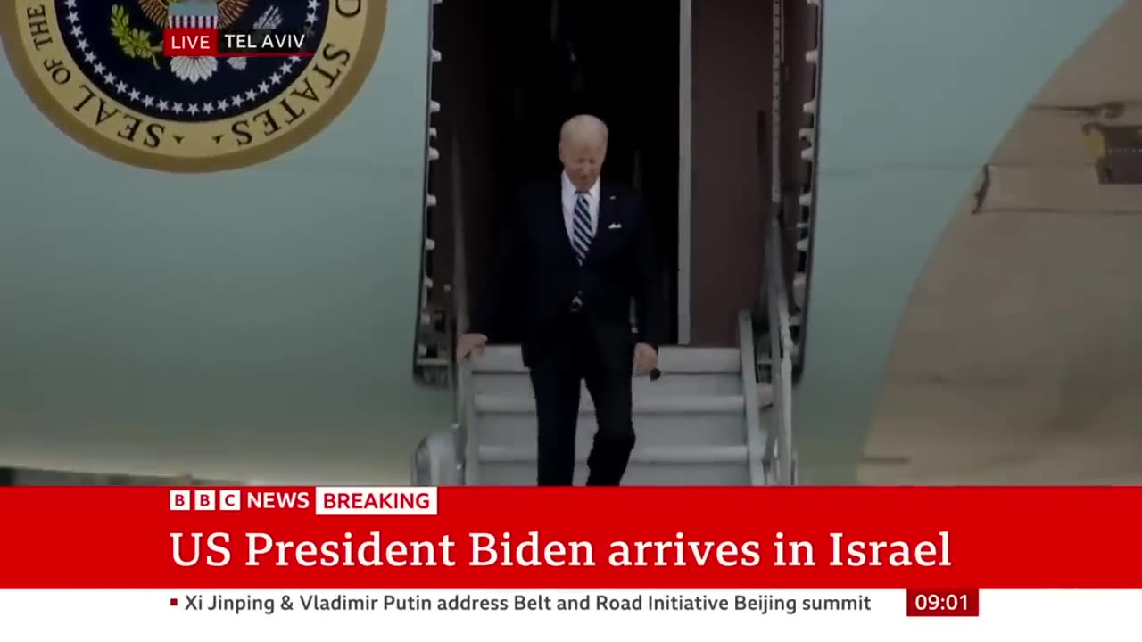 President Biden arrive at Israel