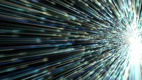 Stream of many points of light traveling forward