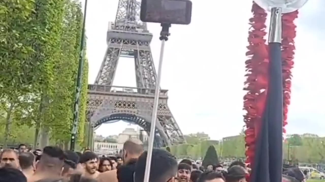 Muslim pedos and rapists dance in Paris near the Eifel tower while people watch