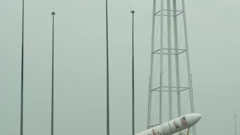 Antares Rocket Raised on Launch Pad