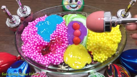 Mixing Random Things into Clear Slime #2 ! SlimeSmoothie Satisfying Slime Videos (3)