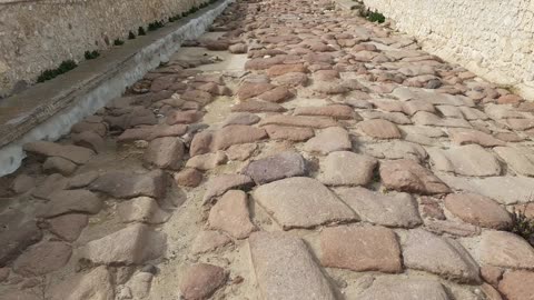 Marks of Roman Chariots left on the Roman Bridge