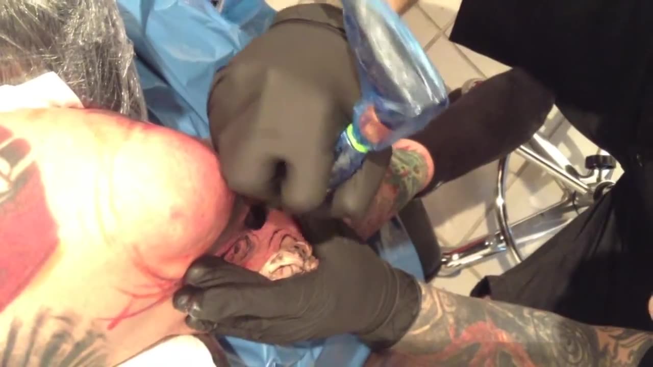 Getting tattooed by Tommy Lee Wendtner