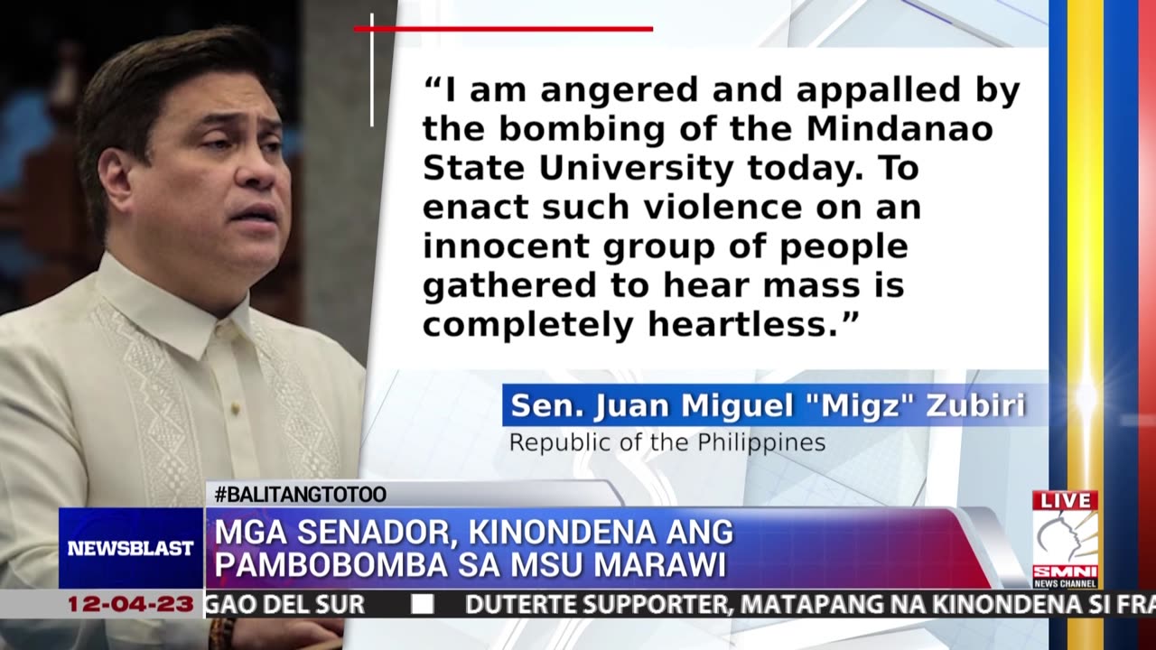 Mga senador, kinondena ang pambobomba sa MSU Marawi