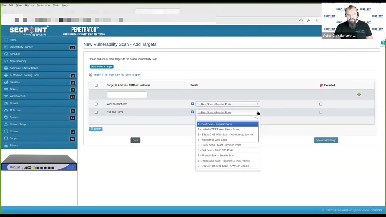 SecPoint Penetrator Vulnerability Scanning Profiles