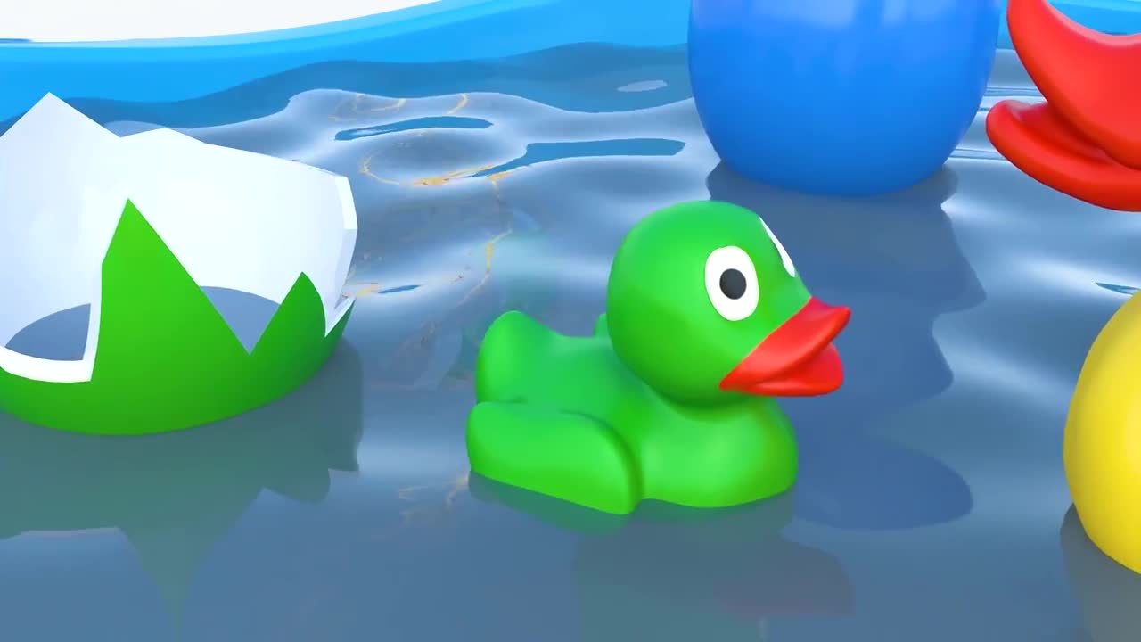 Rubber Ducks at the Swimming Pool - Nursery Cartoon Animation Video-3