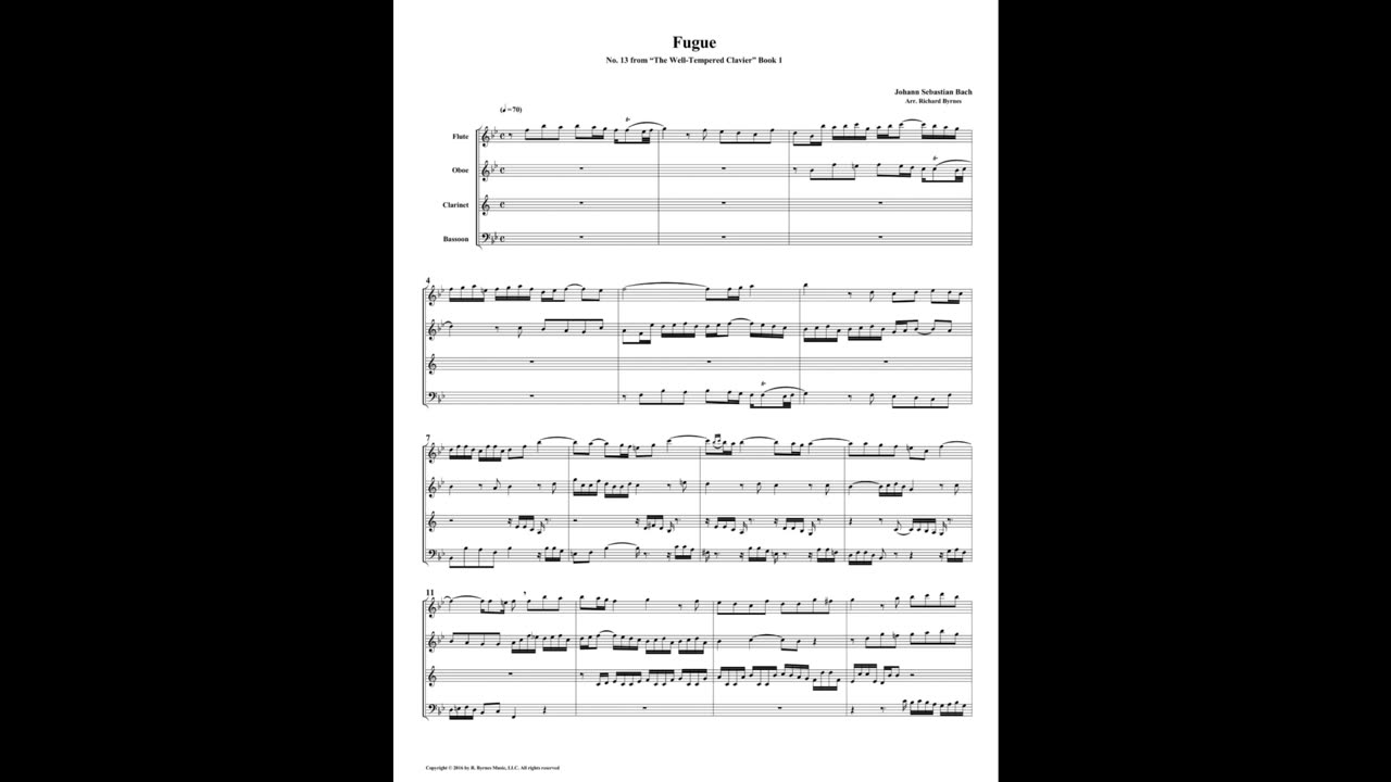 J.S. Bach - Well-Tempered Clavier: Part 1 - Fugue 13 (Woodwind Quartet)