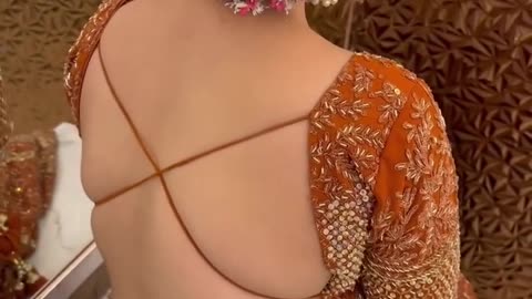 Backless saree bridal look