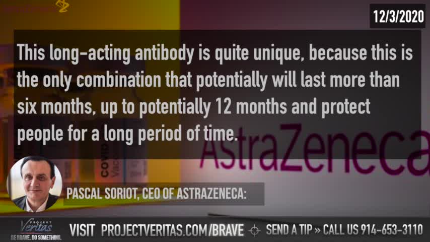 Project Veritas:AstraZeneca CEO said ‘Millions of [Immunocompromised] People Can’t Be Vaxxed'