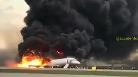 People Escaping Burning Plane