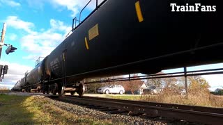 Manifest Train CN 5694 & CN 2241 Locomotives Westbound In Sarnia