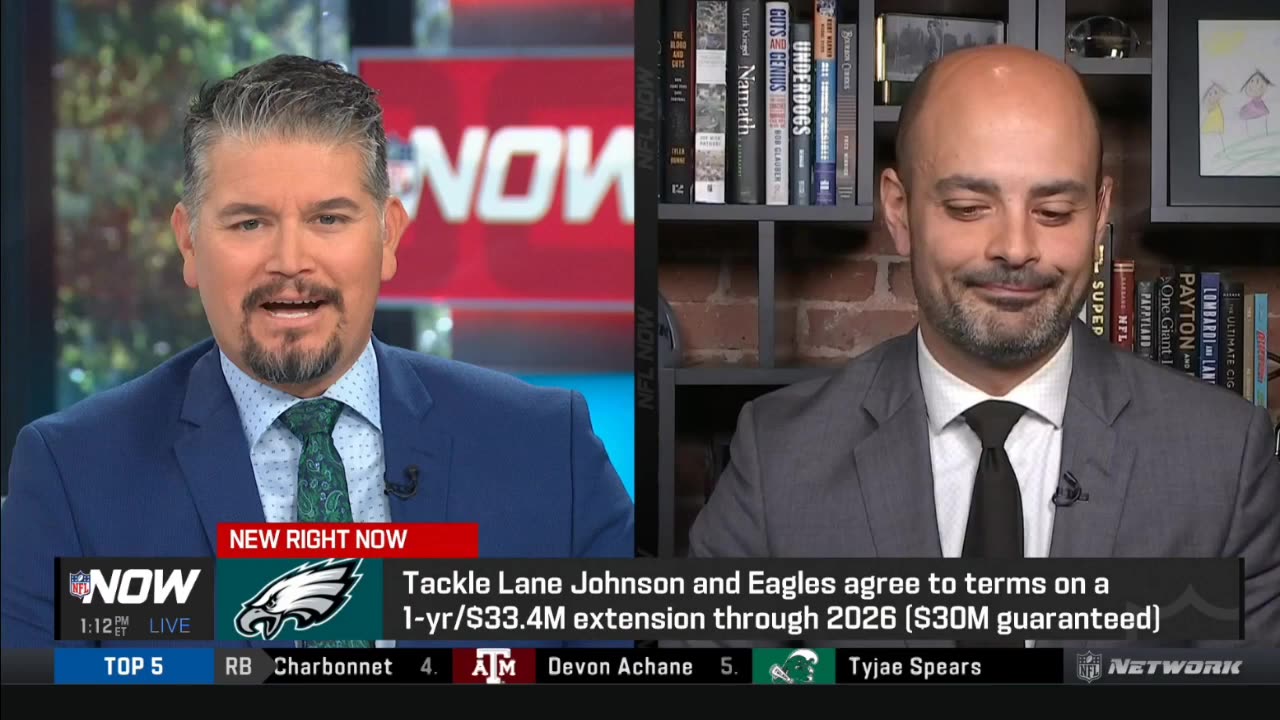 NFL NOW _ [BREAKING] Panthers sign WR DJ Chark, Eagles sign extension w_ Lane Johnson - Ian Rapoport