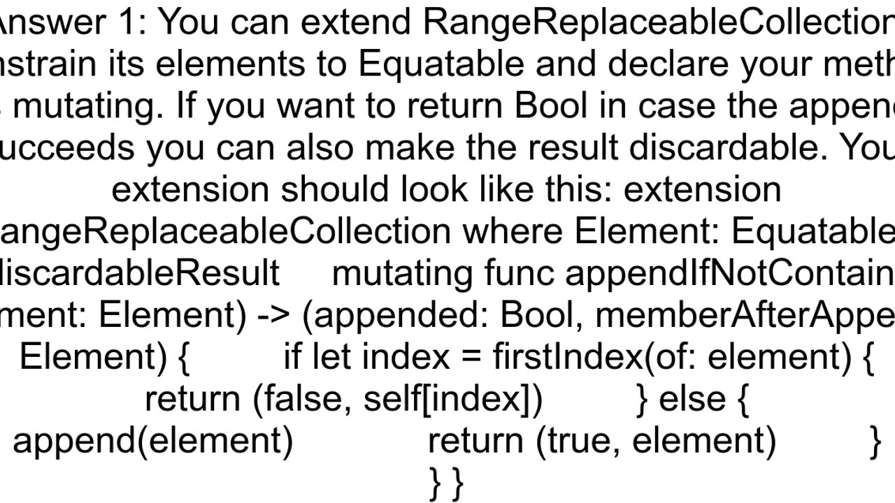 Can somebody give a snippet of quotappend if not existsquot method in swift array