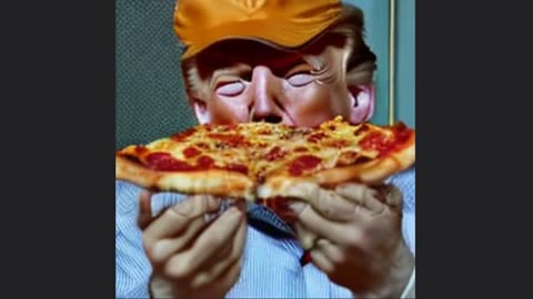 Donald Trump eating pizza and fries AI