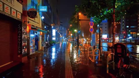 rainy night city street