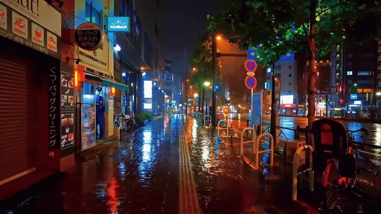 rainy night city street