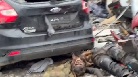 The corpses of dead Ukrainian soldiers on the territory of Azovstal, in Mariupol