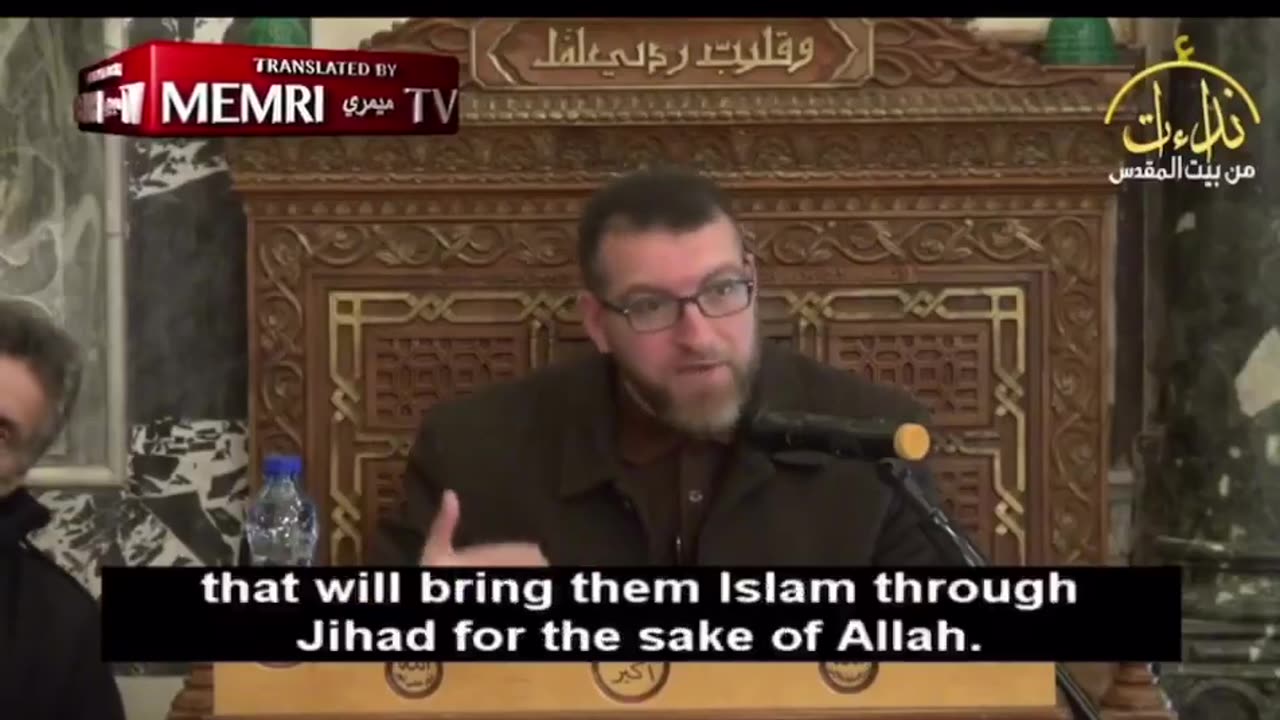 A Palestinian Imam preaching in a Jerusalem mosque.