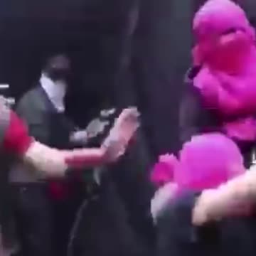 Antifa getting served with frying pan