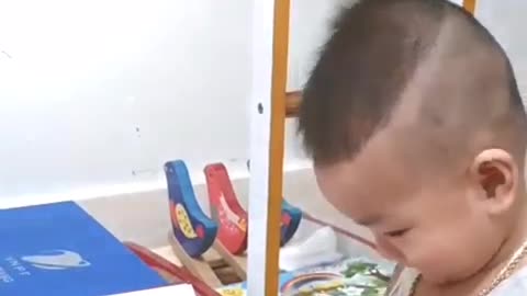 Cute baby playing