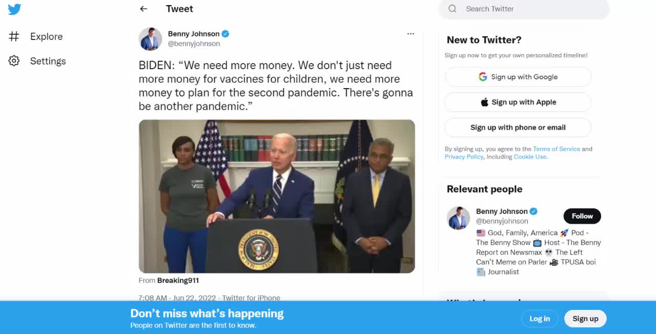 Biden predicts 2022 pandemic