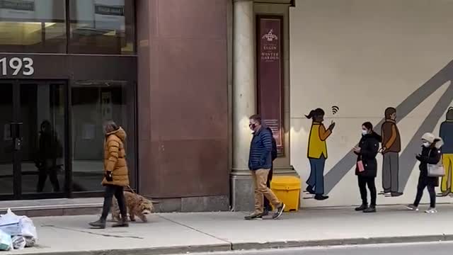 Shoppers line up in Toronto on first day of lockdown