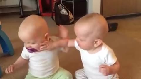 Twin Baby Girls Fight Over Pacifier So Funny