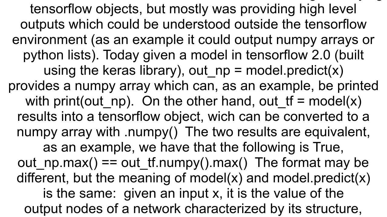 Difference between modelx and modelpredictx in Keras