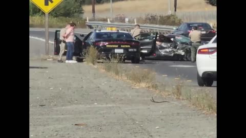 Mustang Driver With A Sign Reading 'Will Run' Taped Over His License