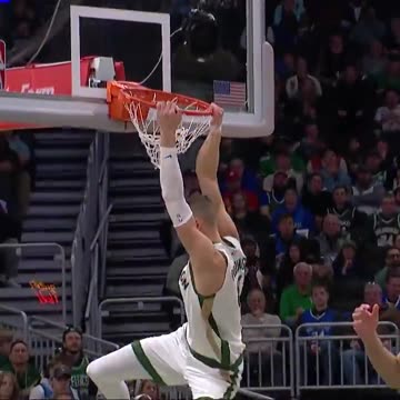 NBA - KP throws down 2 great dunks Celtics vs Bucks