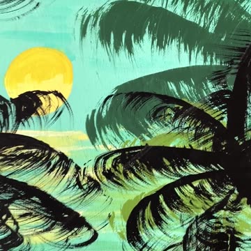 Palm Trees Cool Sunset Beach Painting with Acrylics | Acrylic Painting | 30 seconds of Art
