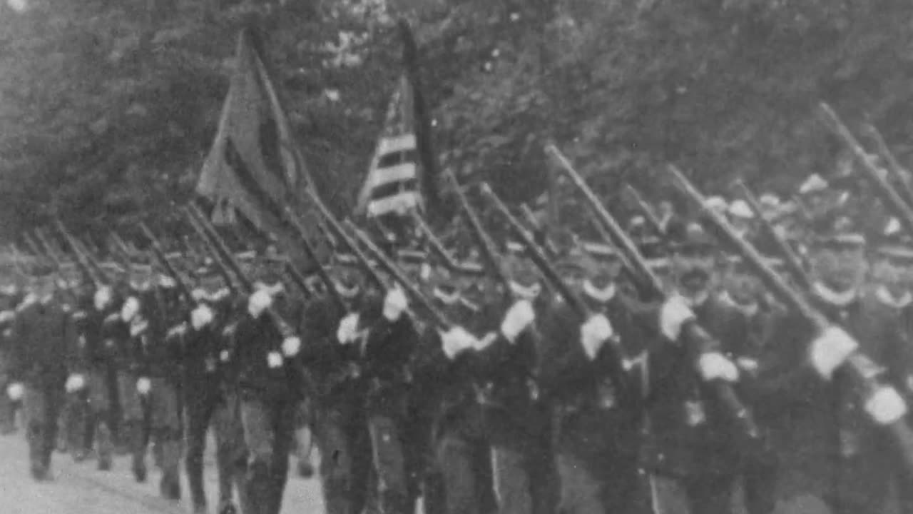 McKinley's Funeral Entering West Lawn Cemetery, Canton, Ohio (1901 Original Black & White Film)