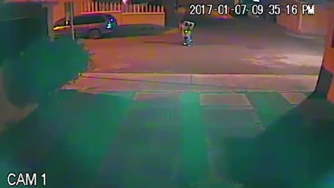 Security cam flashing bike faceplant