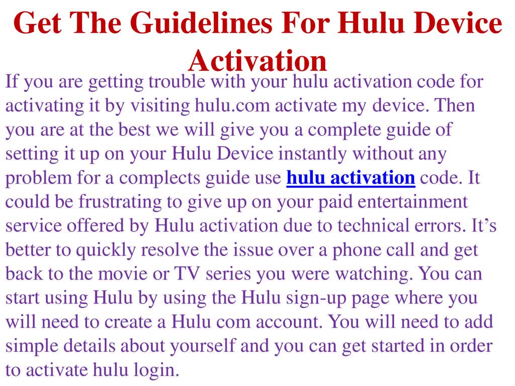 Get The Guidelines For Hulu Device Activation