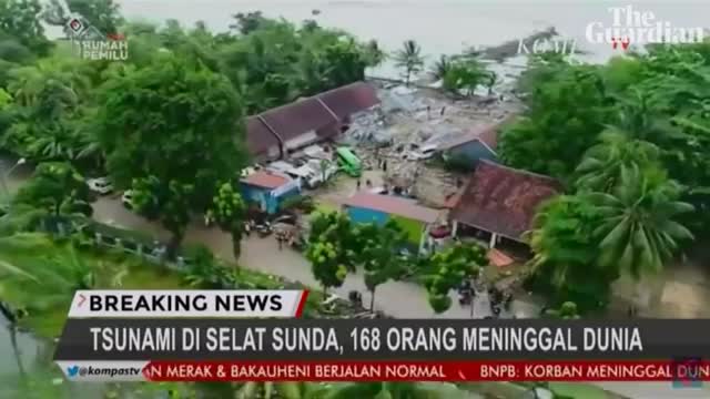 Drone footage shows damage caused by Indonesian tsunami