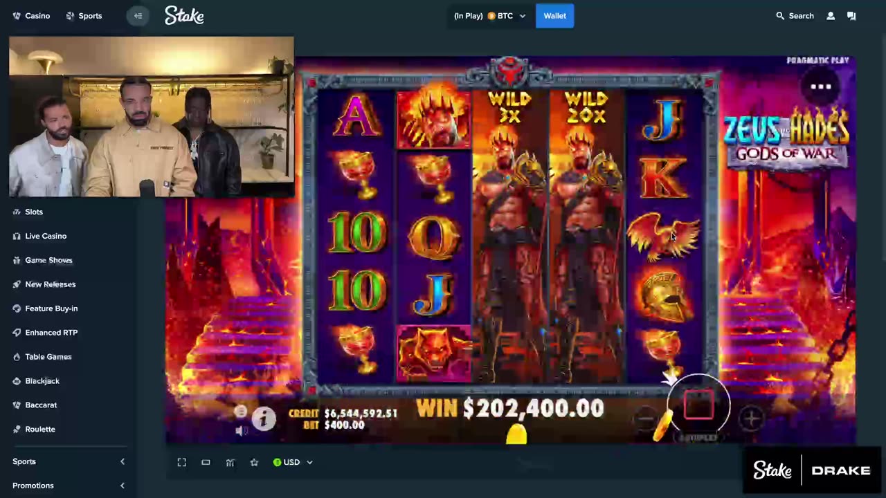 Drakes insane $360k slot win live w/ Roshtein