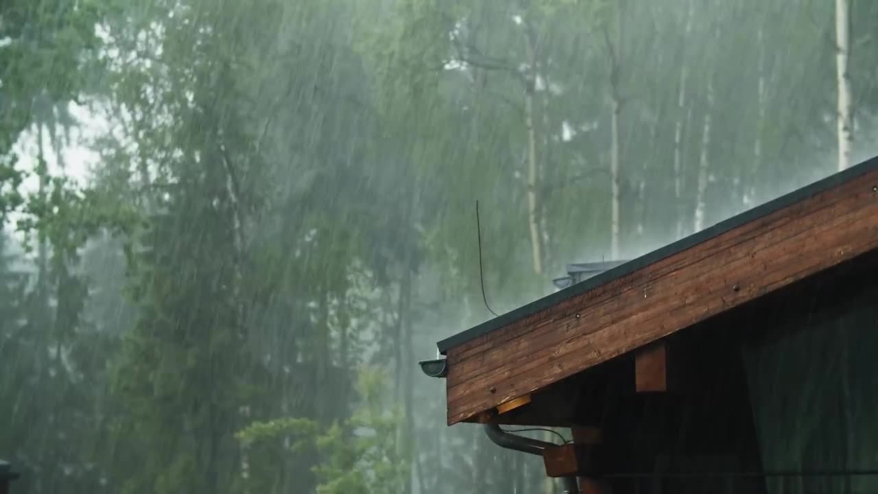 Relaxing Rainy Cabin With No Thunder Sounds